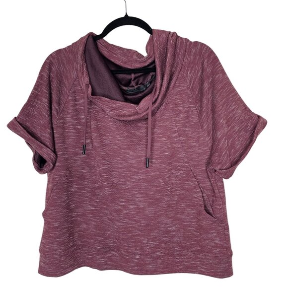 Prana L Sweater Purple Sunrise Crop After Yoga Cowl Boxy Gym Outdoors Athletic - Picture 1 of 7